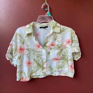 Hawaiian Cropped Button Down Shirt